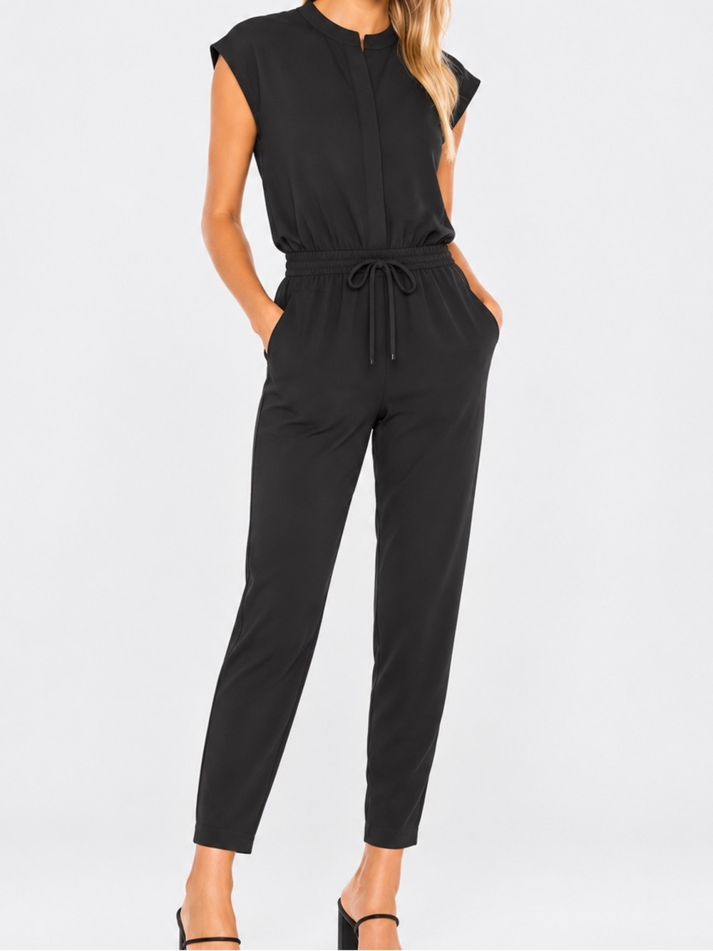 Vince Dolman Sleeve Zipper Elegant Black Jumpsuit Women’s Size 4